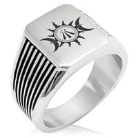 Nehrđajući čelik Celtic Awen Arwen Sun & Moon Igle Stripe uzorak Biker stil polirani prsten