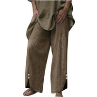 Mrat duge pantalone Žene Trendi visokog struka hlače široke pantalone za noge Pamučne platnene palanzo
