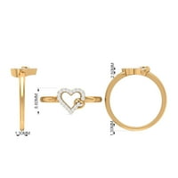 Oblik srca Obećaj prsten sa dijamantom za žene, 14k žuto zlato, SAD 11.50