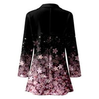 Blazer jakne za žene Dressy Open Front Cardigan Trendy Ispis Office Jakna Poslovni kaputi za duge rukave