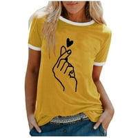 Ženska modna ležerna štamparija O-izrez Labavi majica kratkih rukava pulover vrhove sintetičke majice s dugim rukavima žene košulje žene