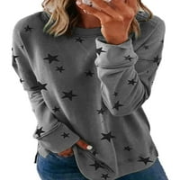 Bluze vrhovi za žene plus size Star Print dugih rukava pulover vrhove lagane casual labave majice Shemie