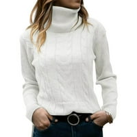 Dukseri za žene Žene Ležerne modne pulover dugih rukava okrugli džemper s okruglim vratom crni l