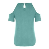 Ljetni vrhovi za ženske majice kratkih rukava Hladno rame Ležerne vrhove TEES GREEN XL