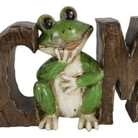 18 l Whimbical Green Frog Worth Word Art Sign Zidna ploča ili desktop figurine