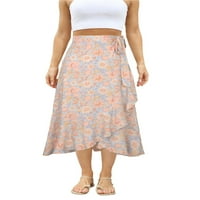 Jedno otvaranje ženske boho cvjetne tiskane suknje SIDE STANICE STRANICE SKRTI Asimetrični ljetni suknji
