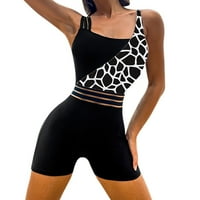 Tankinis za žene Ženski kupaći kostim bikini kostim ispisani bez leđih podijeljenih čelika Vrhunski kostim Tržni upravljač Komplet Black M
