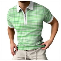 Muška košulja Proljeće Ljeto Kratki rukav Zipper Revel Plaid Print Casual majica Top polo majice za