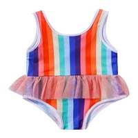 Calsunbaby Kids Baby Girls One kupaći kostimi Rainbow Striped Print Ruffled kupaći kostimi Bikini Beachweby