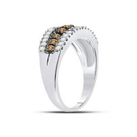 Jewels 14kt Bijelo zlato Žene okrugli smeđi dijamantski prsten CTTW veličine 7