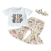 Franhais Demike Djevojke Ljetne odjeće Setovi bijelog kratkih rukava print majica + cvjetne pantalone