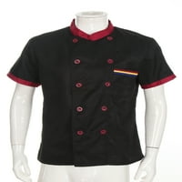 Muški prozračni kuharski kaput kratki rukav profesionalna jakna kuhinja kuhar uniformni crni xxl