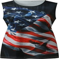 Dabuliu 4. jula Ženska tenka TOP PLUS Veličina USA zastava Slatka krajeva majica bez rukava patriotski