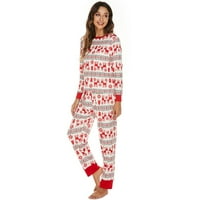Božićne ženske dugih rukava CREW CACT Slim-Fit Dužina i gležnja, Slim Fit Pant Pajama set