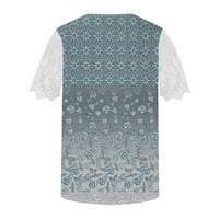 Ljetna štedna bluza Xihbxyly Bluze za žene modni casual kvadratni vrat Čvrsta boja čipke patchwork bluza
