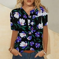 Ženska bluza Ljetna cvjetna uzorka Bluza za bluzu s kratkim rukavima Slobodno vrijeme Comfy Dressy majice