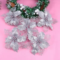 Božićne ukrase drhtavice Glitter Poinsettia Božićni ukrasi ukrasi stablo umjetnog božićnog cvijeća ukras