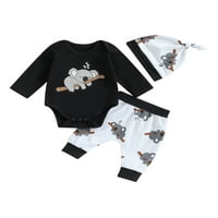 Baby Boys dugih rukava Koala Print Romper + Long Hlače + šešir dojenčad Spring Outfits Set