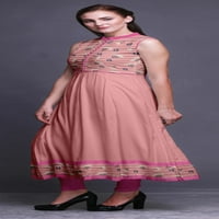 BIMBA Bresch Stripe Anarkali haljina za žene Indijsko etničko tiskovine Kurti dugačke kurta party haljina velika