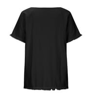 Zodggu Reduken Womens Midi tunika Bluza Košulje Loose Casual Ljeto Trendy Tassel Crew vrat Cvjetni bandelion