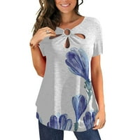 Ženska modna casual udobnog tiskanog bluza s kratkim rukavima O-izrez
