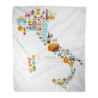 Flannel bacati pokrivačka hrana putovanja Italija Mapa italijanska Rim Mediteranska tjestenina Venecija
