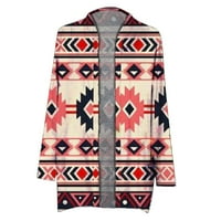 Hoksml Cardigan džemperi za žene etnički retro-tisak labavi kardigan s dugim rukavima vintage geometrijski