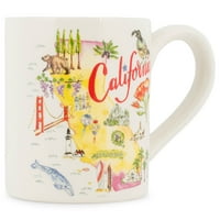 California Država Države Klasična i slonovača i crvena keramička šolja za kafu