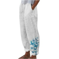 Olinvenn ženski ljetni svakodnevni casual udobne labave džepne pantalone hlače pokloni za žene pantalone ženska modna bijela 8