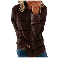 Ženski vrhovi ženske ležerne kontrastne boje dugih rukava Top pulover s dukserom L kafa