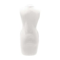 Ženski ljetni svestrani vrući okrugli vrat pulover bez rukava slatka boja tanka kratka haljina bijela