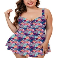 Glonme Ruffles Plus Size za žene za žene Tummy Control kupaći komionici cvjetni ispisani kupaći kupaći
