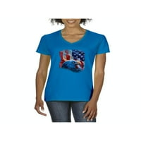 Normalno je dosadno - Ženska majica s kratkim rukavima V-izrez, do žena veličine 3xl - američka zastava