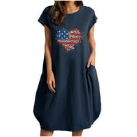 Plus size Maxi haljine za žene Vintage ženske pune boje pamučne i posteljine kratkih rukava haljina
