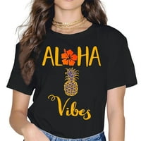 Djevojka majica kratkih rukava New Aloha Vibes Ananas Ženska crna majica Ležerne prilike Smiješne majice
