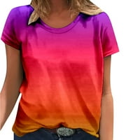 Dyfzdhu majica za žene Ljeto casual okruglog gradijentnog gradijenta tiska na majicu kratkih rukava