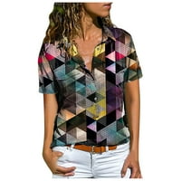 Košulja ženske dame rever džep džep s kratkim rukavima V-izrez bluza od tunike TEE Top žene i bluza