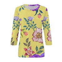 Fragarn ženska bluza Ljetni casual labavi fit puloveri plus veličine Radni otisak modna bluza žuta,