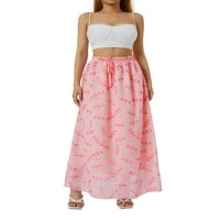 Amiliee Women Ljeto Midi suknja, cvjetna samoreznite visok struk elastična suknja dužine gležnja