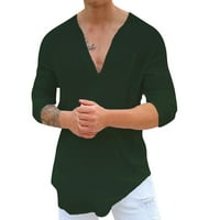 Košulje za muškarce muški povremeni čvrsti specijalni V izrez dugih rukava modna labava bluza majica