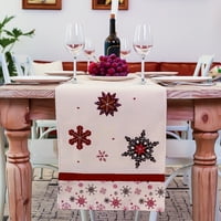 Božićni pamučni posteljina pahuljica zastava za stol bež snježne pahuljice šivaći restoran stolnjak