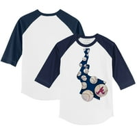 Dojenčad sitni otvor bijela mornarica Atlanta Braves bejzbol kravata majica Raglan rukava