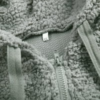 Njshnmn Zimske duge kapute za žene Boja blok pletene lagani kaput džemper za vuču, siva, XL