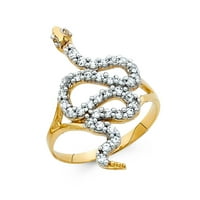 Jewels 14k Žuto zlato Kubična cirkonija CZ Modna godišnjica Zmijske prstene Veličina 11.5