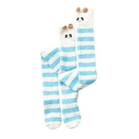 Božićne čarape za žene parovi WOMWN CORAL čarape preko koljena zgušnjava tople ručnike za spavanje prugaste