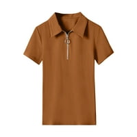 Ženski vrhovi Ljeto Žene patentni zatvarač casual svakodnevne majice V izrez kratki rukav majica Tee