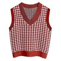 Kardigan džemperi za žene Ženska modna casual V-izrez pulover košulje sudar boja bez rukava bez rukava