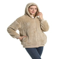 Ženska zimska topla jakna Casual Slatka dukserica sa duksevima Zip Cardigan sa džepovima za salon za odjeću