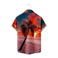 FNNYHO majice za muškarce i dječake Havajska plaža Kokosov kokosov otisak kratkih rukava-dolje Havajske