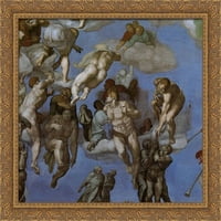 Posljednja presuda [detalj: 3] Veliki zlatni ukrašeni drva uokvirena platna umjetnost Michelangelo
